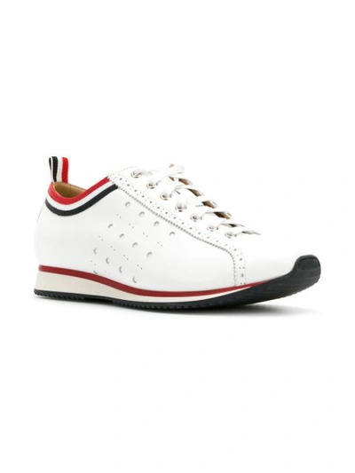 Shop Thom Browne Leather Rugby Running Shoe - White