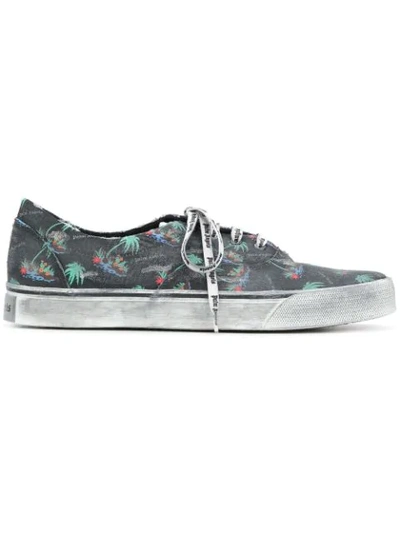 Shop Palm Angels Flames Distressed Low In Grey