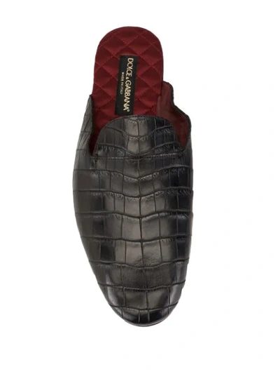 Shop Dolce & Gabbana Crocodile Effect Slippers In Black