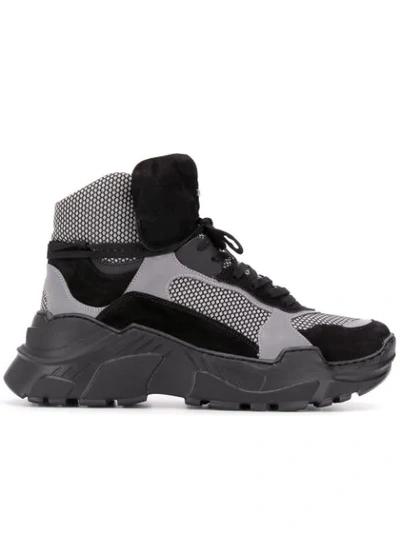 Shop Balmain Hiking Boot Sneakers In Black