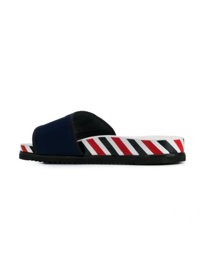 Shop Thom Browne 4-bar Paper Label Airmail Pool Slide In 415  Navy