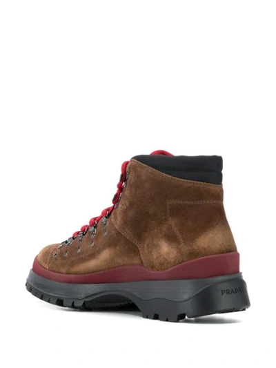 Shop Prada Lace-up Hiking Boots In F0343 Brown