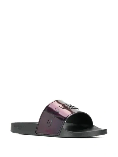 Shop Givenchy Logo Iridescent Slides In Black