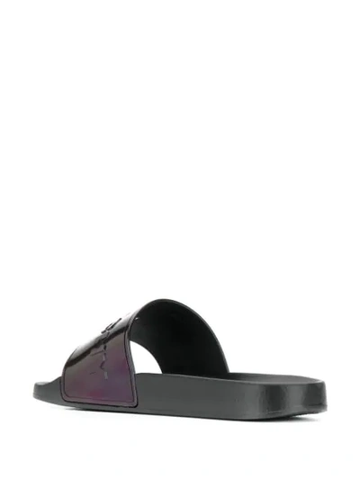 Shop Givenchy Logo Iridescent Slides In Black