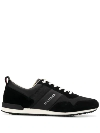 Shop Tommy Hilfiger Leather Lace-up Sneakers In Black