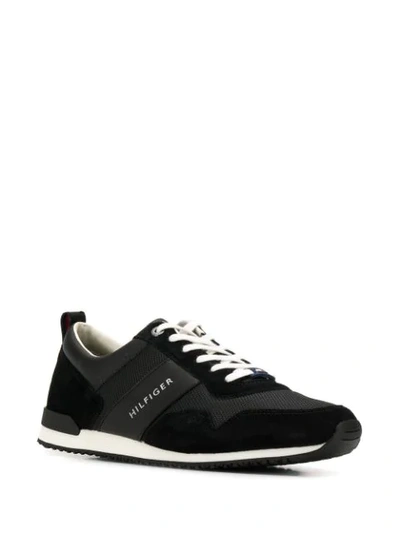 Shop Tommy Hilfiger Leather Lace-up Sneakers In Black