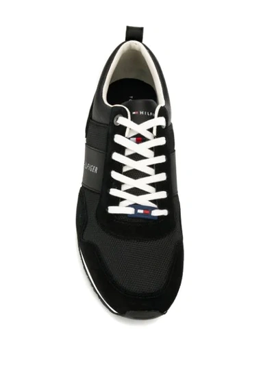 Shop Tommy Hilfiger Leather Lace-up Sneakers In Black