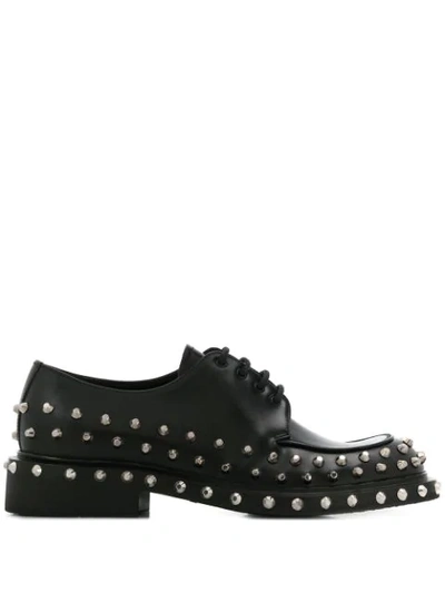 PRADA LACE-UP STUDDED SHOES - 黑色