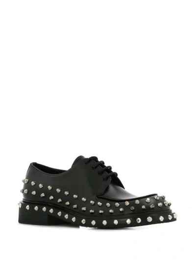 Shop Prada Lace-up Studded Shoes In Black