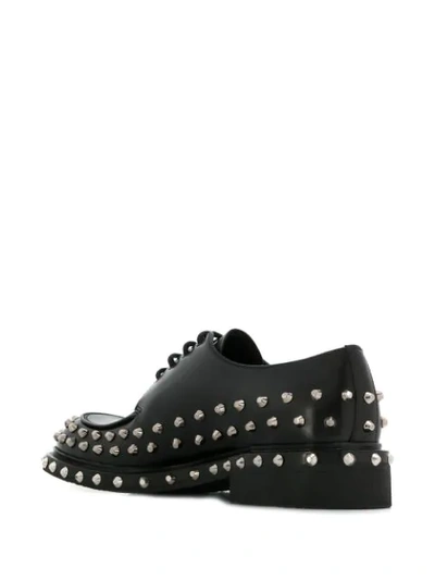 Shop Prada Lace-up Studded Shoes In Black