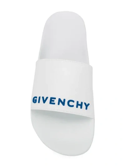 Shop Givenchy Embroidered Logo Slides In White