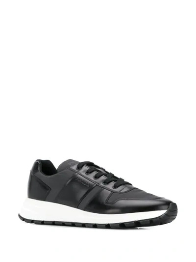 Shop Prada Bi-material Sneakers In Black ,grey