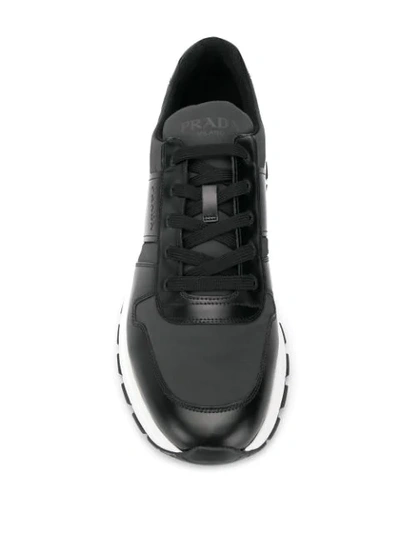 Shop Prada Bi-material Sneakers In Black ,grey