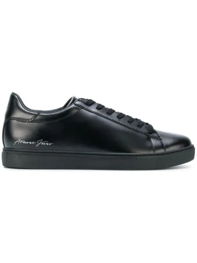 Shop Armani Jeans Low Top Lace-up Sneakers - Black