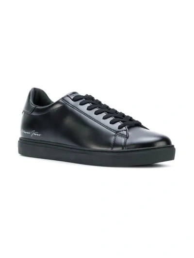 Shop Armani Jeans Low Top Lace-up Sneakers - Black