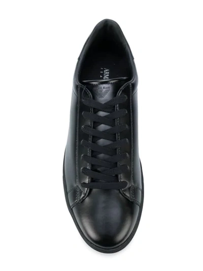 Shop Armani Jeans Low Top Lace-up Sneakers - Black