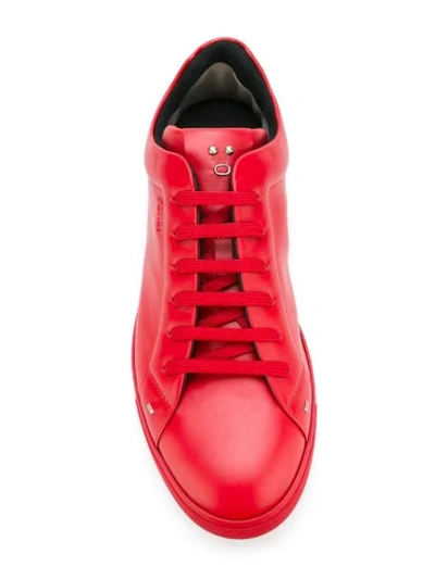 Shop Fendi Classic Lace-up Sneakers - Red