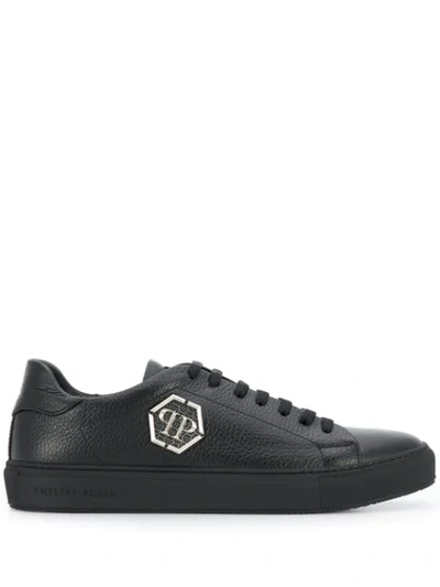 Shop Philipp Plein Low-top Logo Sneakers In Black