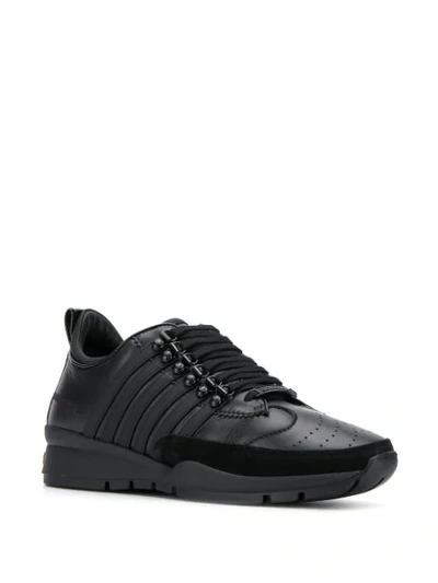Shop Dsquared2 Leather Striped Sneakers In Black