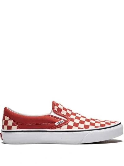 Shop Vans Checkerboard Classic Slip-on Sneakers In Red