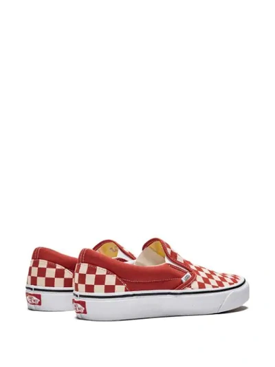 Shop Vans Checkerboard Classic Slip-on Sneakers In Red