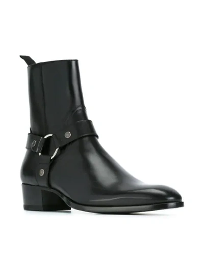 Shop Saint Laurent 'classic Wyatt' Harness Ankle Boots In Black