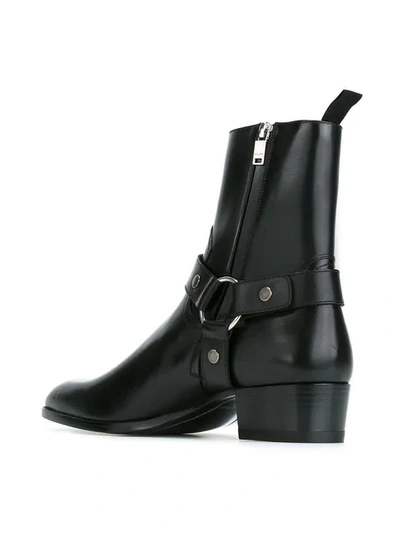 Saint Laurent Black Wyatt Harness Boots | ModeSens