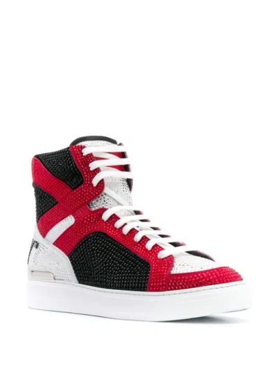 Shop Philipp Plein Money Beast Hi-top Sneakers In Red
