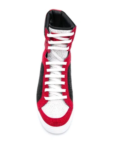 Shop Philipp Plein Money Beast Hi-top Sneakers In Red