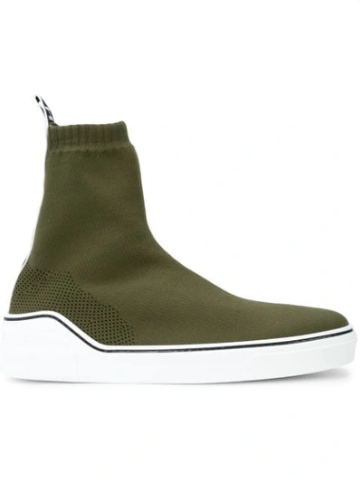 Shop Givenchy Knitted Mid Sneakers In Green