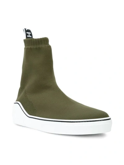 Shop Givenchy Knitted Mid Sneakers In Green