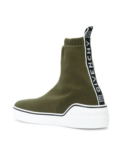Shop Givenchy Knitted Mid Sneakers In Green