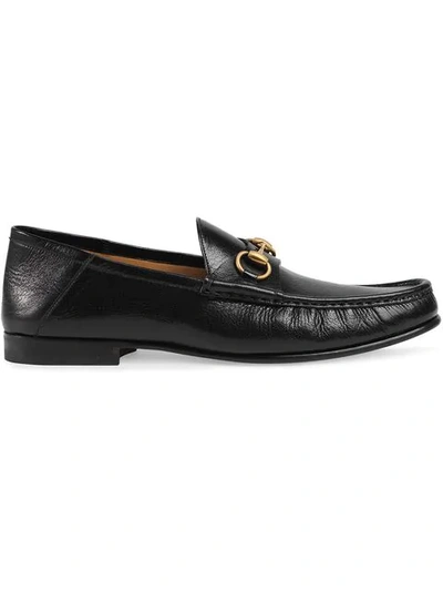 Shop Gucci Horsebit Leather Loafers In 1000 Black