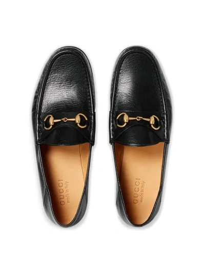 Shop Gucci Horsebit Leather Loafers In 1000 Black