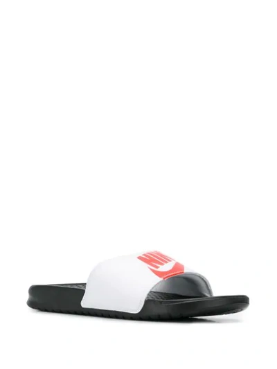 Shop Nike Logo Print Slide Sandals In White