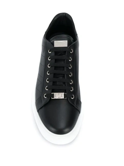 Shop Philipp Plein Perforated Logo Sneakers In Black