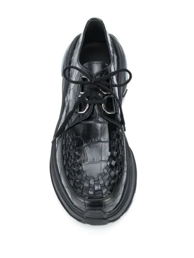 Shop Maison Margiela Crocodile Effect Lace-up Sneakers In Black