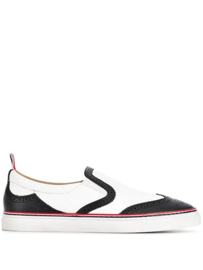 Shop Thom Browne Leather Slip In White