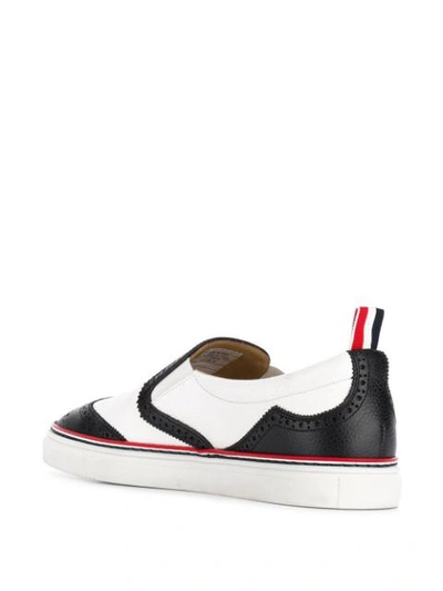 Shop Thom Browne Leather Slip In White