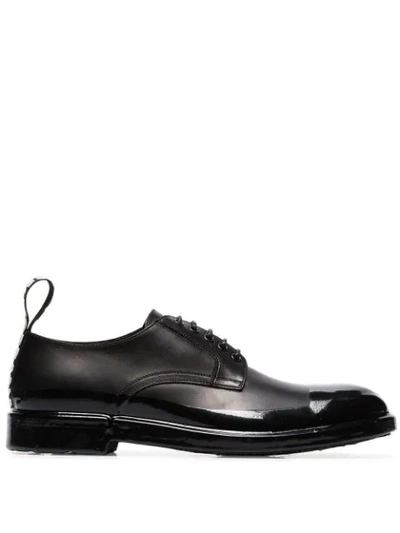 Shop Dolce & Gabbana Shiny Toe Cap Derby Shoes In Black