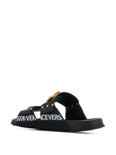 Shop Versace Greca And Medusa Sandals In Black
