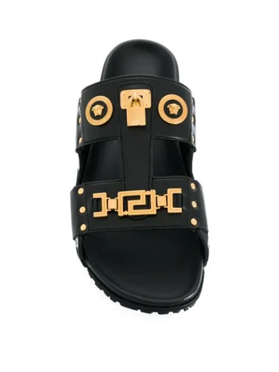 Shop Versace Greca And Medusa Sandals In Black