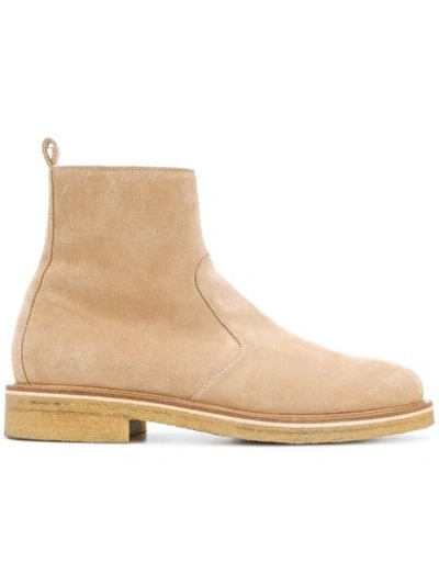 Shop Ami Alexandre Mattiussi Zipped Boots With Crepe Sole In Neutrals