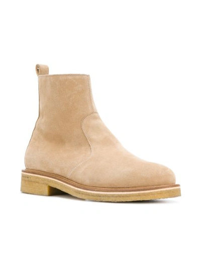 Shop Ami Alexandre Mattiussi Zipped Boots With Crepe Sole In Neutrals