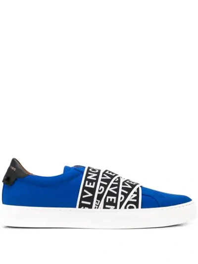 Shop Givenchy Logo Tape Slip-on Sneakers In 461 Blue/black