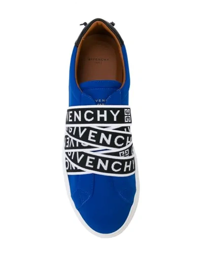 Shop Givenchy Logo Tape Slip-on Sneakers In 461 Blue/black