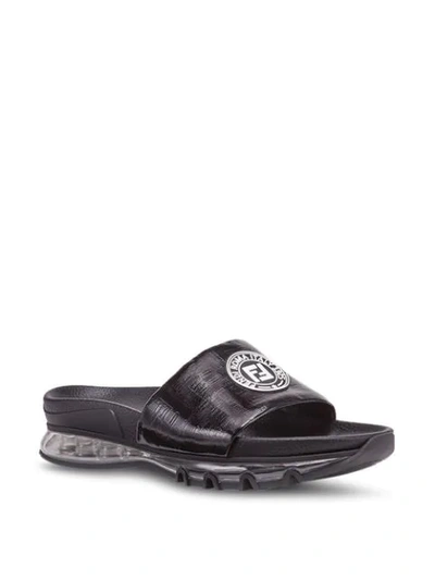Shop Fendi Logo-patch Sandals In Black