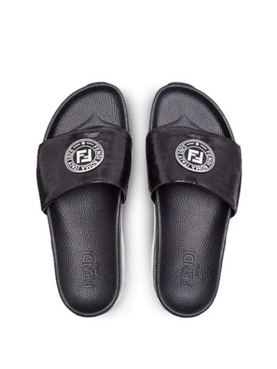 Shop Fendi Logo-patch Sandals In Black