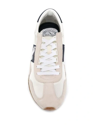 Shop Polo Ralph Lauren Logo Panelled Sneakers In Neutrals