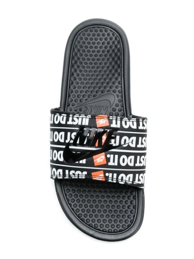 Shop Nike Just Do It Print Slides In Black